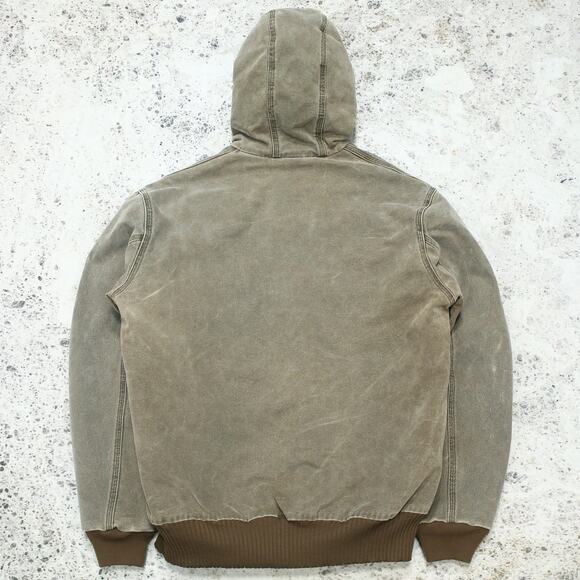 Vintage Carhartt J130 CHT Chestnut Faded Brown Hooded Jacket Size Medium - Picture 4 of 16